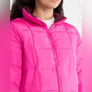 Barbie pink packable puffer coat juniors size Large/Extra Large